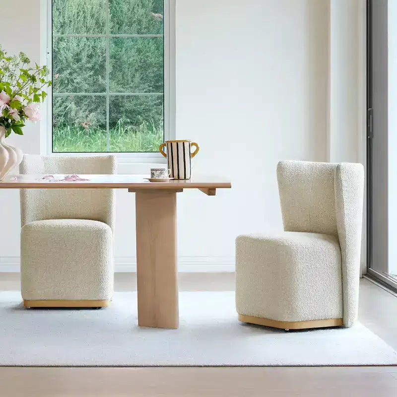 Spruce&Spring Modern Rolling Dining Chairs with Casters&Wood Base