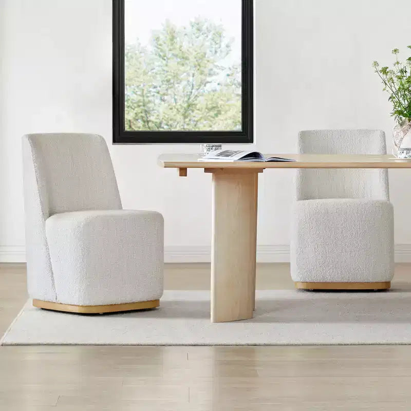 Spruce&Spring Modern Rolling Dining Chairs with Casters&Wood Base