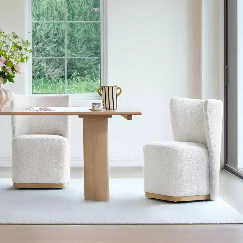 Spruce&Spring Modern Rolling Dining Chairs with Casters&Wood Base