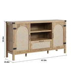 47.2 Farmhouse Buffet Cabinet - Rattan Decor Kitchen Sideboard with Storage for Living Room & Entryway,Natural