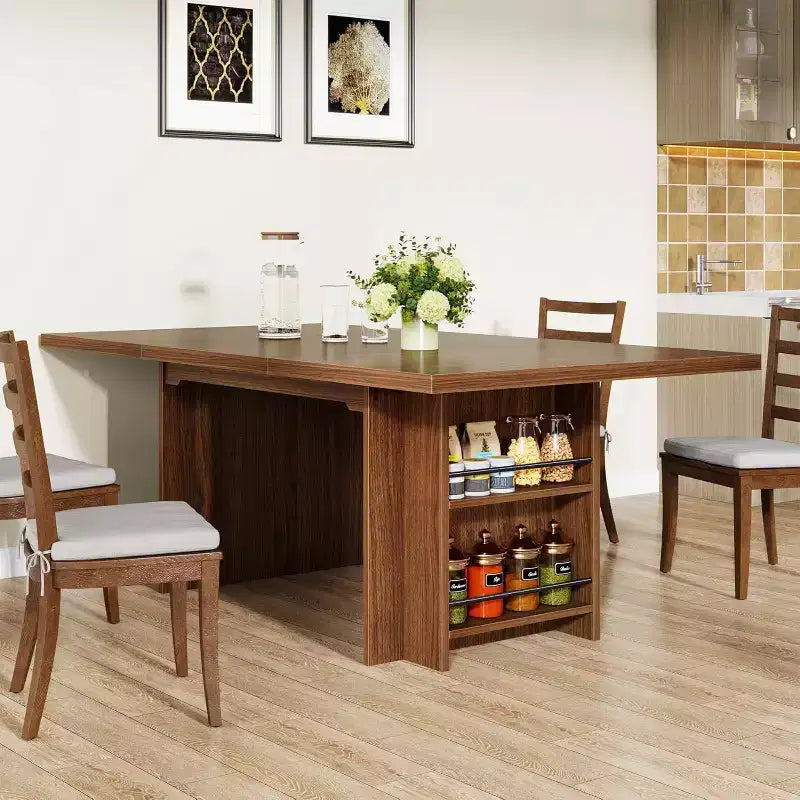 Lantine Farmhouse Dining Table for 4-6, 62.99Rectangular Dining Table with Storage for Kitchen, Living Room