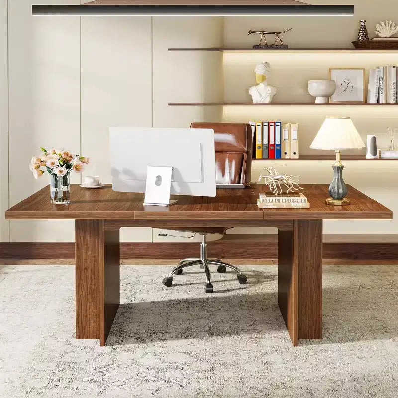 Lantine Farmhouse Dining Table for 4-6, 62.99Rectangular Dining Table with Storage for Kitchen, Living Room