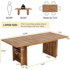 Lantine Farmhouse Dining Table for 4-6, 62.99Rectangular Dining Table with Storage for Kitchen, Living Room