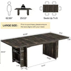 Lantine Farmhouse Dining Table for 4-6, 62.99Rectangular Dining Table with Storage for Kitchen, Living Room