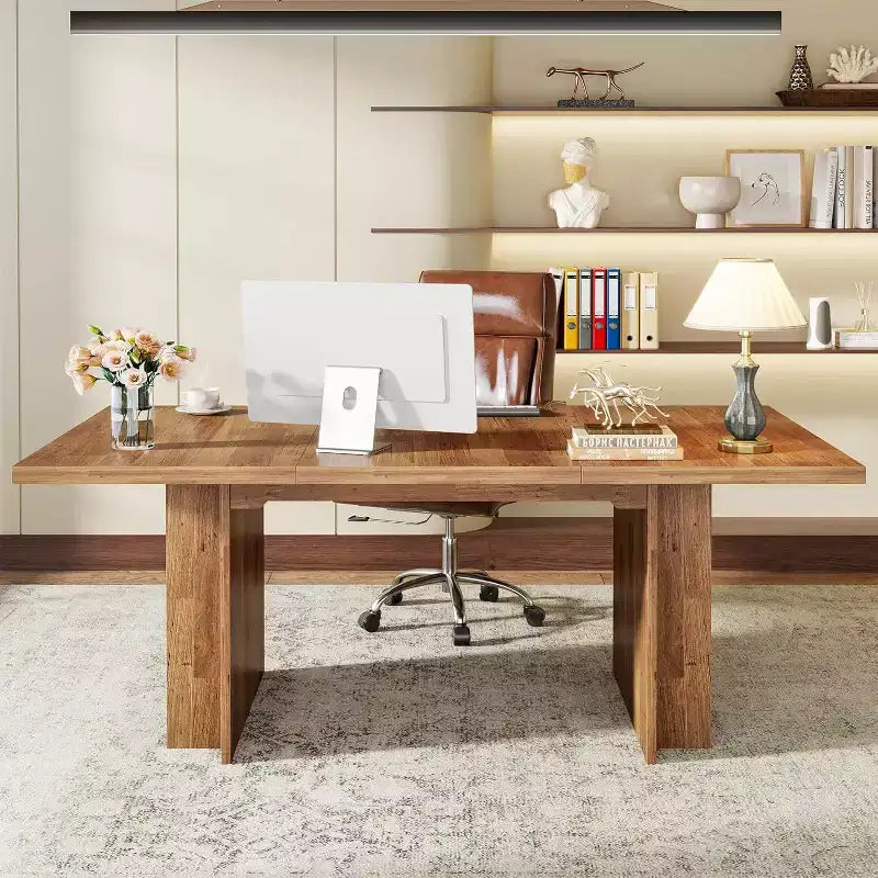 Lantine Farmhouse Dining Table for 4-6, 62.99Rectangular Dining Table with Storage for Kitchen, Living Room