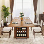 Lantine Farmhouse Dining Table for 4-6, 62.99Rectangular Dining Table with Storage for Kitchen, Living Room