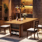 Lantine Farmhouse Dining Table for 4-6, 62.99Rectangular Dining Table with Storage for Kitchen, Living Room