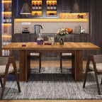 Lantine Farmhouse Dining Table for 4-6, 62.99Rectangular Dining Table with Storage for Kitchen, Living Room