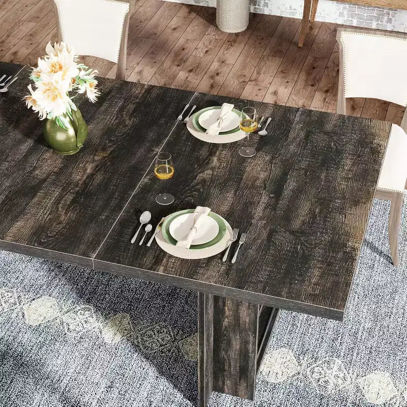Lantine Farmhouse Dining Table for 4-6, 62.99Rectangular Dining Table with Storage for Kitchen, Living Room