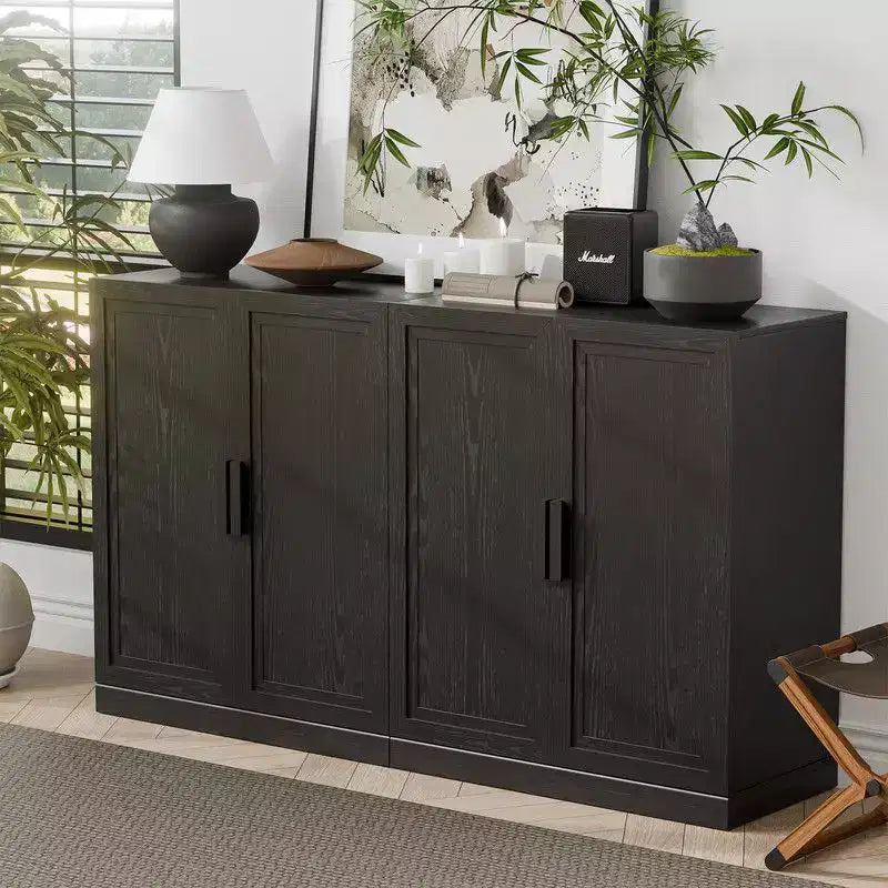 PexFix 62 L x 36 A Credenza Buffet Mobile Dispensa da Cucina Stile Rustico con Ripiani Regolabili per Cucina Sala da Pranzo Soggiorno Nero