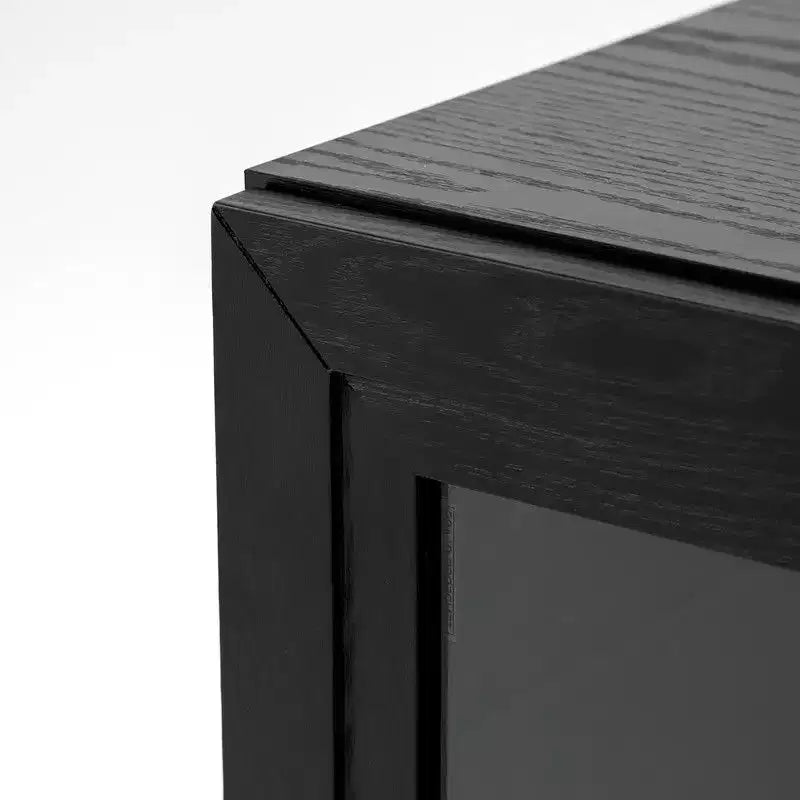 PexFix 62 W x 31 H Large Sideboard Buffet Cabinet with 4 Glass Doors 2 Adjustable Shelves for Kitchen Living/Dinning Room Bedroom Entryway Black