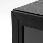 PexFix 62 W x 31 H Large Sideboard Buffet Cabinet with 4 Glass Doors 2 Adjustable Shelves for Kitchen Living/Dinning Room Bedroom Entryway Black