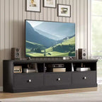 Mobile TV per televisori da 75 pollici, mobile da soggiorno moderno di metà secolo con cassetto portaoggetti, console TV in legno per soggiorno