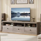 Mobile TV per televisori da 75 pollici, mobile da soggiorno moderno di metà secolo con cassetto portaoggetti, console TV in legno per soggiorno