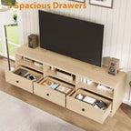 Mobile TV per televisori da 75 pollici, mobile da soggiorno moderno di metà secolo con cassetto portaoggetti, console TV in legno per soggiorno