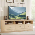 Mobile TV per televisori da 75 pollici, mobile da soggiorno moderno di metà secolo con cassetto portaoggetti, console TV in legno per soggiorno
