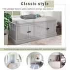GDFStudio Mike Storage Shoe Bench with Doors and Adjustable Shelves