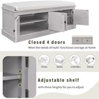 GDFStudio Mike Storage Shoe Bench with Doors and Adjustable Shelves