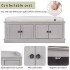 GDFStudio Mike Storage Shoe Bench with Doors and Adjustable Shelves