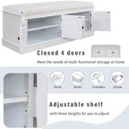 GDFStudio Mike Storage Shoe Bench with Doors and Adjustable Shelves
