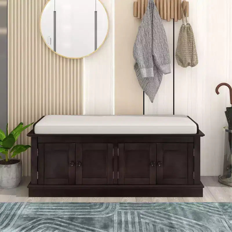GDFStudio Mike Storage Shoe Bench with Doors and Adjustable Shelves