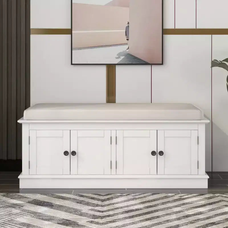 GDFStudio Mike Storage Shoe Bench with Doors and Adjustable Shelves