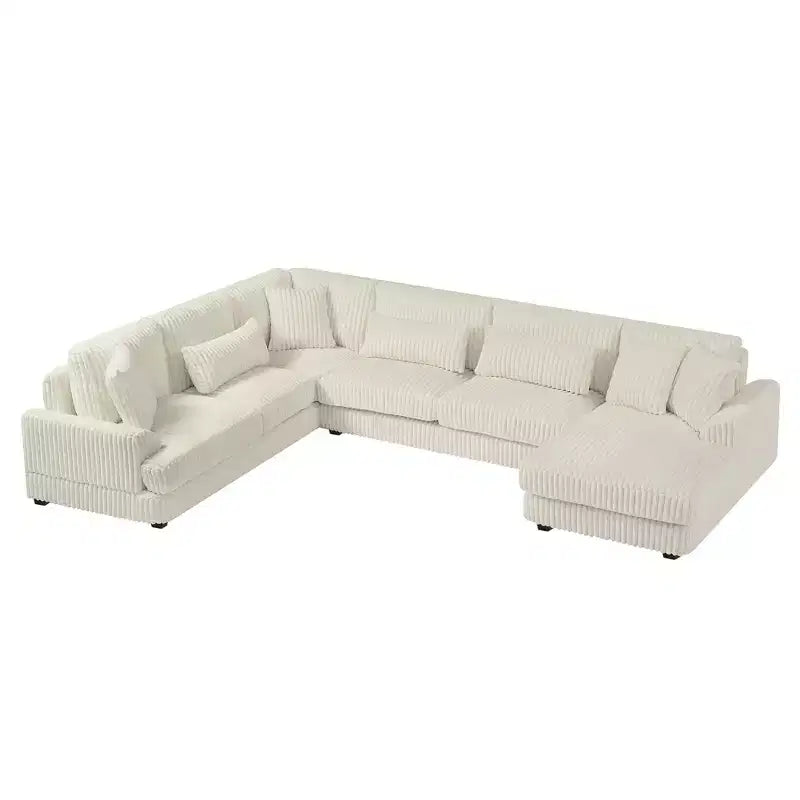 Polibi Oversized U-Shaped Sectional Sofa with Plush Corduroy Upholstery