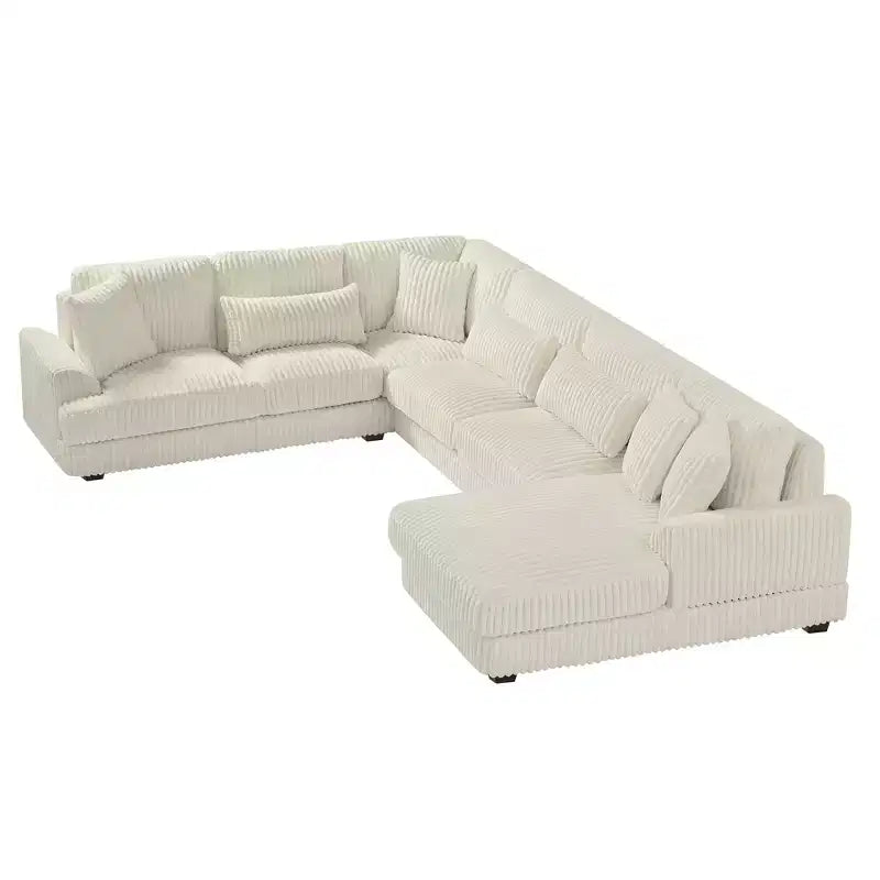 Polibi Oversized U-Shaped Sectional Sofa with Plush Corduroy Upholstery