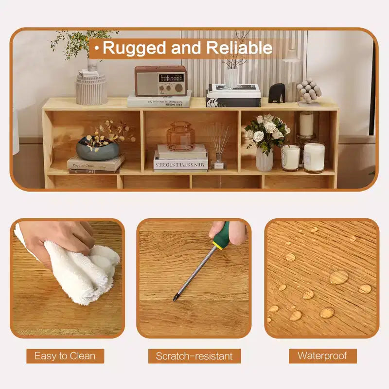 CuisinSmart Scaffale aperto a 3 ripiani in legno, Libreria autoportante a 10 scomparti con 5 gambe in ferro per casa ufficio soggiorno camera da letto