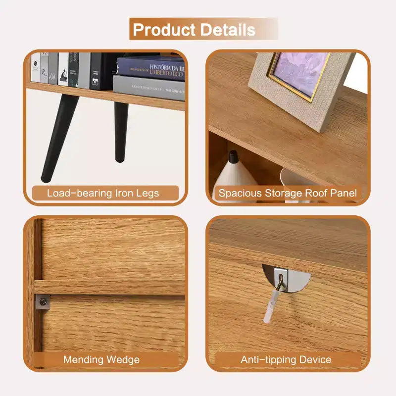 CuisinSmart Scaffale aperto a 3 ripiani in legno, Libreria autoportante a 10 scomparti con 5 gambe in ferro per casa ufficio soggiorno camera da letto
