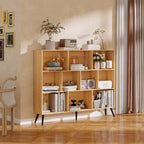 CuisinSmart Scaffale aperto a 3 ripiani in legno, Libreria autoportante a 10 scomparti con 5 gambe in ferro per casa ufficio soggiorno camera da letto