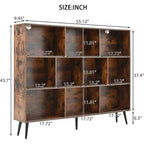 CuisinSmart Scaffale aperto a 3 ripiani in legno, Libreria autoportante a 10 scomparti con 5 gambe in ferro per casa ufficio soggiorno camera da letto