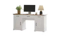 GustoWave 60 Farmhouse Executive Desk with 3 Drawers - Large Wood Computer Desk with Storage Cabinet, Easy Assembly, White