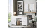 GustoWave 60 Farmhouse Executive Desk with 3 Drawers - Large Wood Computer Desk with Storage Cabinet, Easy Assembly, White