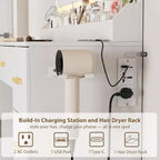 45.9 Makeup Vanity Desk, Vanity Desk with Large Mirror, 3 Lighting Modes Adjustable Brightness, 8 Drawers, for Powder Room and Bedroom