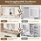 45.9 Makeup Vanity Desk, Vanity Desk with Large Mirror, 3 Lighting Modes Adjustable Brightness, 8 Drawers, for Powder Room and Bedroom