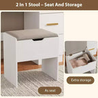45.9 Makeup Vanity Desk, Vanity Desk with Large Mirror, 3 Lighting Modes Adjustable Brightness, 8 Drawers, for Powder Room and Bedroom