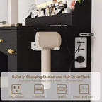 45.9 Makeup Vanity Desk, Vanity Desk with Large Mirror, 3 Lighting Modes Adjustable Brightness, 8 Drawers, for Powder Room and Bedroom