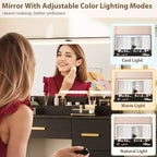 45.9 Makeup Vanity Desk, Vanity Desk with Large Mirror, 3 Lighting Modes Adjustable Brightness, 8 Drawers, for Powder Room and Bedroom
