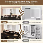 45.9 Makeup Vanity Desk, Vanity Desk with Large Mirror, 3 Lighting Modes Adjustable Brightness, 8 Drawers, for Powder Room and Bedroom