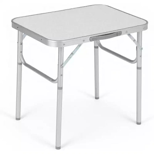Acekool Small Folding Table with Adjustable Height, Lightweight Aluminum Frame Portable Camping Table with Carry Handle,Silver