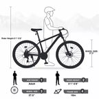 NAYSAYE Bicicletta Mountain Bike 27,5 Pollici Ruote 21 Velocità Ammortizzatore Anteriore per Uomini Donne Ragazzi e Ragazze, Grigio, 68.8*26.37*39.37