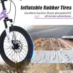 NAYSAYE Bici Mountain Bike con telaio in acciaio resistente e forcella ammortizzata per bambini, per uso esterno, Viola, 54.33*22.44*32.48