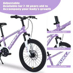 NAYSAYE Bici Mountain Bike con telaio in acciaio resistente e forcella ammortizzata per bambini, per uso esterno, Viola, 54.33*22.44*32.48
