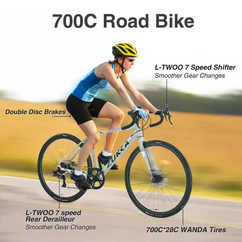 NAYSAYE Bicicletta 700C Bici da Corsa Leggera con Telaio in Lega e Cambio Fluido per Andare in Città, Verde, 68,5*18,8*38,9
