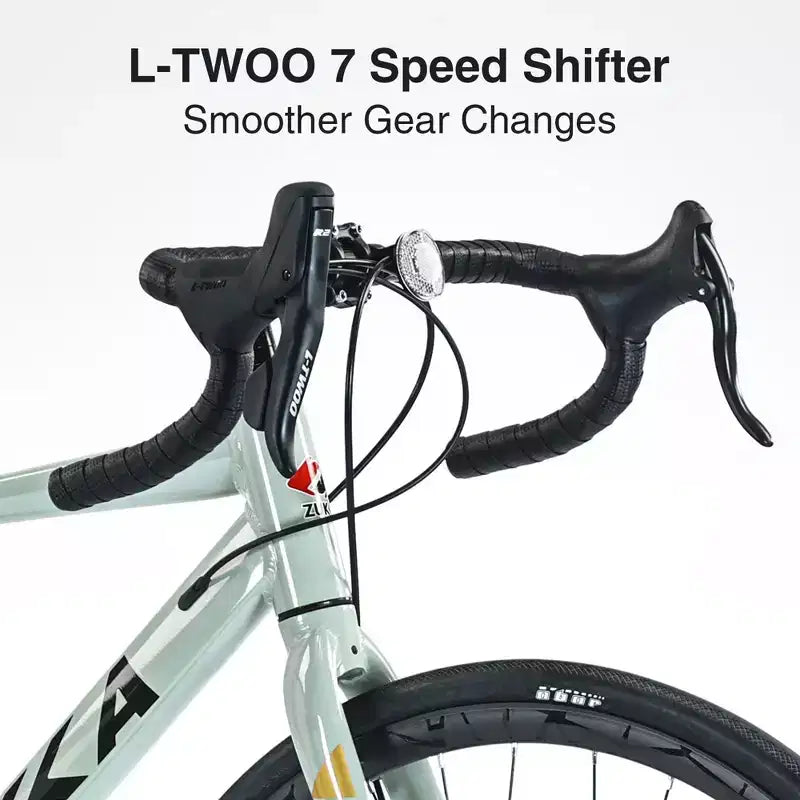 NAYSAYE Bicicletta 700C Bici da Corsa Leggera con Telaio in Lega e Cambio Fluido per Andare in Città, Verde, 68,5*18,8*38,9