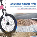 Mountain bike NAYSAYE 20 pollici MTB con sella regolabile e doppi freni a disco per avventure all'aperto, rosa, 54,33*22,44*32,48