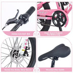 Mountain bike NAYSAYE 20 pollici MTB con sella regolabile e doppi freni a disco per avventure all'aperto, rosa, 54,33*22,44*32,48