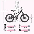 Mountain bike NAYSAYE 20 pollici MTB con sella regolabile e doppi freni a disco per avventure all'aperto, rosa, 54,33*22,44*32,48