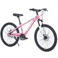NAYSAYE Bicycle Mountain Bike Durable Steel Frame with Suspension for Kids Outdoor Riding, Pink, 63.78*24.8*37.2
